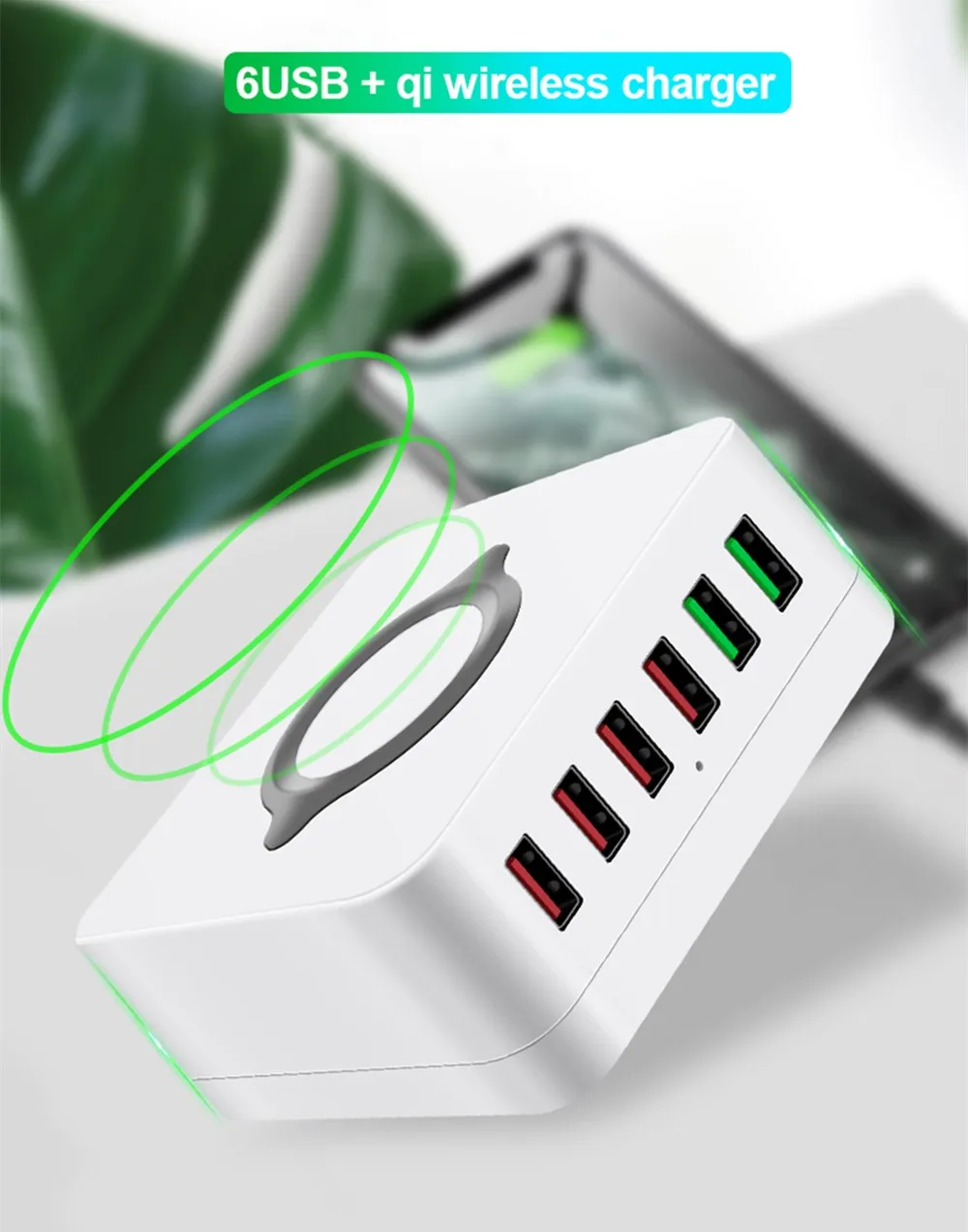 72 Вт 6 портов Быстрая зарядка 3,0 Led USB зарядное устройство настольная Зарядка для телефона планшета Qi Беспроводное быстрое зарядное устройство 2 порта QC 3,0