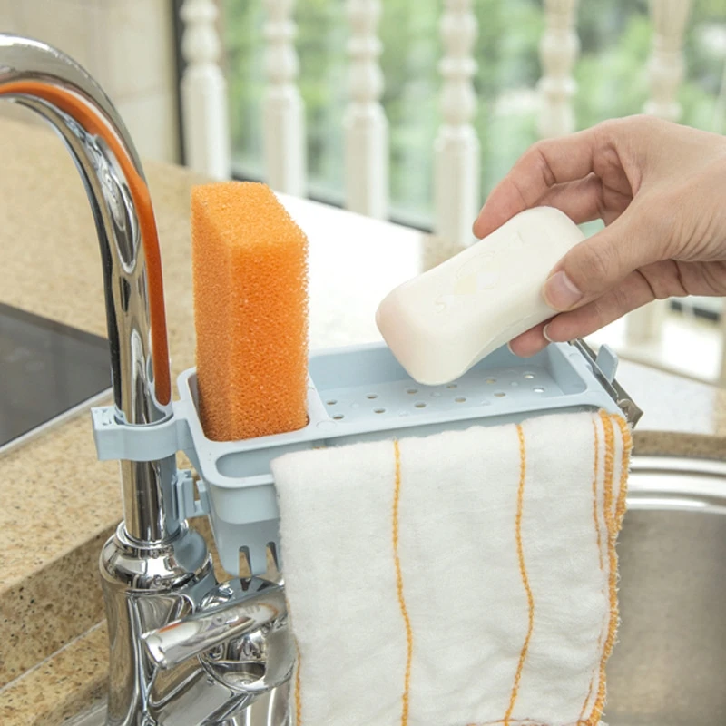

1PC Plastic Kitchen Sink Sponge Storage Rack Dish Drain Soap Brush Organizer Towel Rack Holder Kitchen Bathroom Accessories