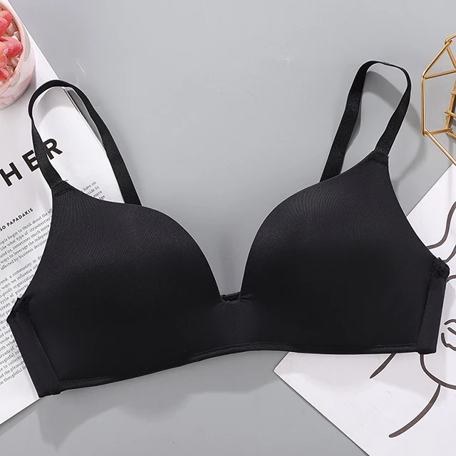 Women Seamless Bra Sexy No Wire Push Up Underwear Bras For Girls Students Breathable Thin 12 Colors Comfortable Bras Brassiere Black