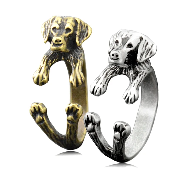 Unique and stylish Retro 3D Beagle&German Shepherd&Schnauzer Dog Ring for fashion enthusiasts and animal lovers