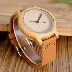 Image 4 - BOBO BIRD reloj de madera para hombre, A22, bambú, reloj de pulsera de cuarzo Simple, de cuero, 20mm, para hombre
