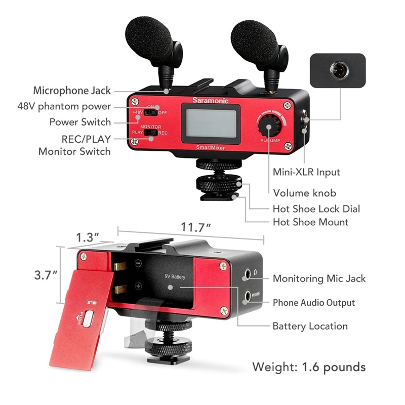  Saramonic Smartmixer Video Film Microphone Handheld Recorder Photography System for Smartphone Mobi