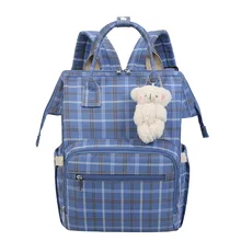 Sac à dos à carreaux 36*27*14CM pour maman, sac à couches pour poussette, sac à dos de voyage en plein air multifonctionnel étanche pour bébé