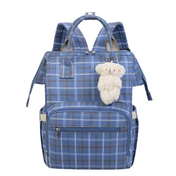 Sac à dos à carreaux 36*27*14CM pour maman, sac à couches pour poussette, sac à dos de voyage en plein air multifonctionnel étanche pour bébé 