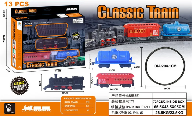 

Children Harness Lights Model Classical Steam Train Series Electric Rail Car DIY Joint Educational Toy