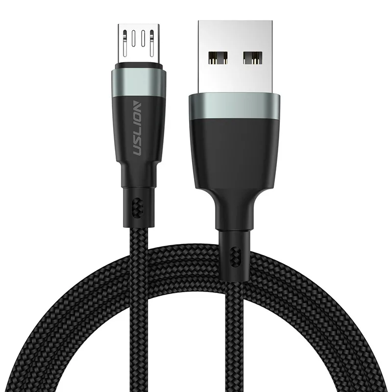 USLION 3A Быстрая зарядка Micro USB Данные кабельного USB кабель провод для Samsung S6 Xiaomi Redmi Android Microusb быстрый заряд кабеля - Цвет: Gray