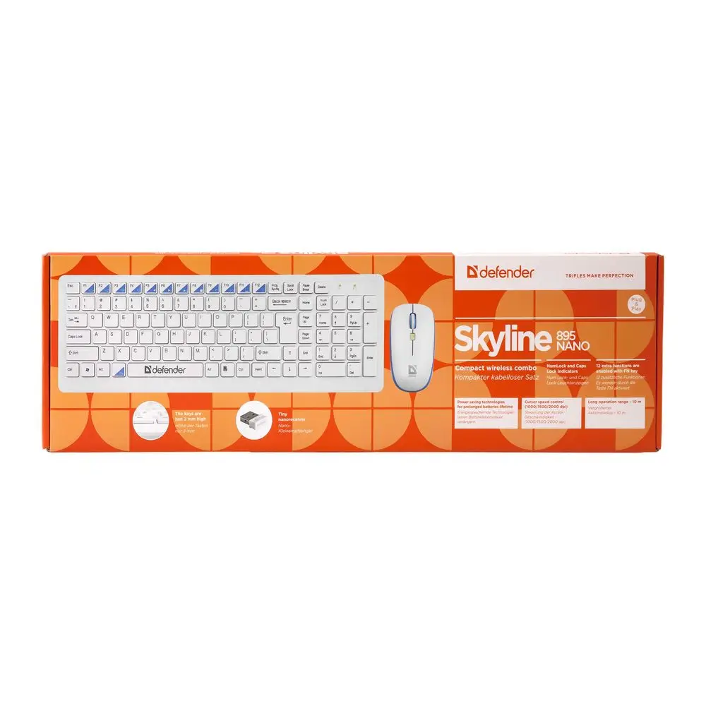 Клавиатура и мышь Defender Skyline 895 RU,белый,мультимедийный
