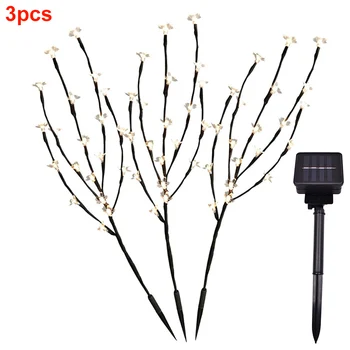 

3pcs/set Solar Lamp Decoration 60 LED Cherry Tree Ornamental Blossom Lights Stylish Energy Saving Branches Durable Garden