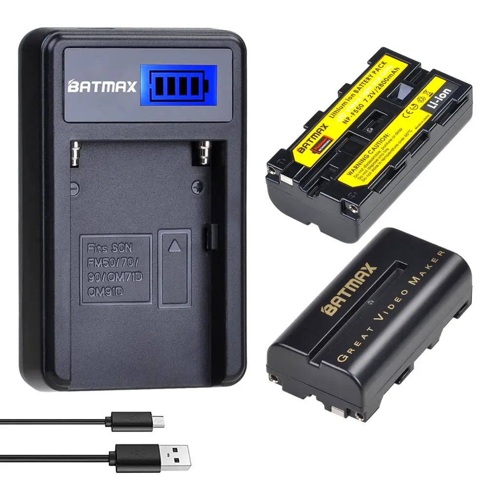Batmax NP-F550 NP-F570 F550 F570 Battery+LCD USB Charger for Yongnuo Godox LED Video Light YN300Air II YN300 III YN600 Air L132T