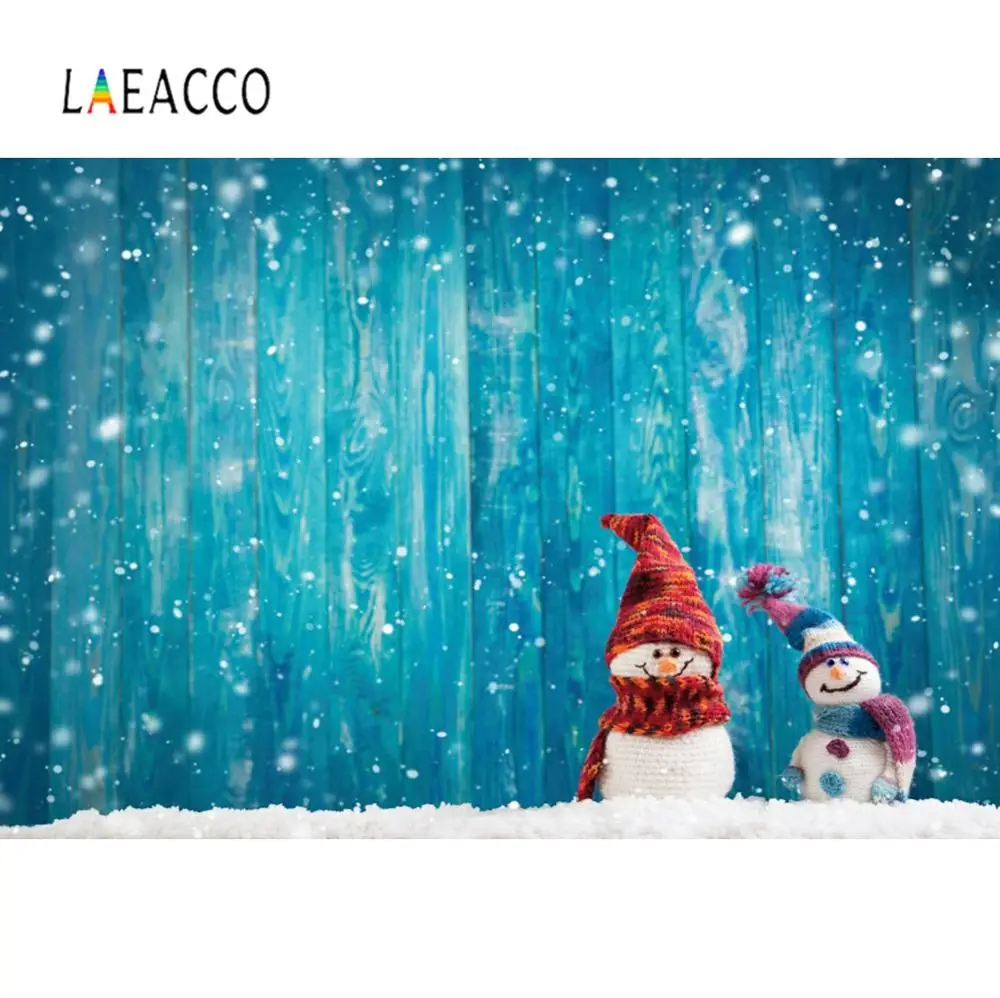 Фон для фотосъемки Laeacco с изображением зимней голубой деревянной доски снега