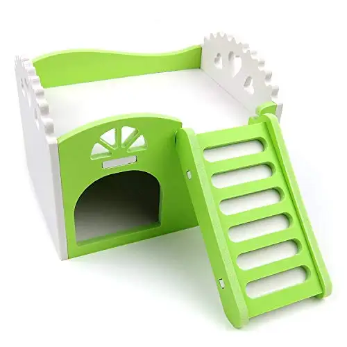 Green Хомяк хижина Деревянный DIY HIDEWAY Упражнение игрушка для карликов шиншилл морские свинки Крыса мышь клетка спальный дом - Цвет: Green