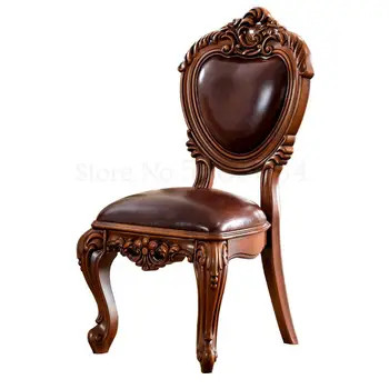 

American Children's Chair Back Leather Chair Carved Shoe Stool European Coffee Table Dining Small Chair Stool Retro Bench
