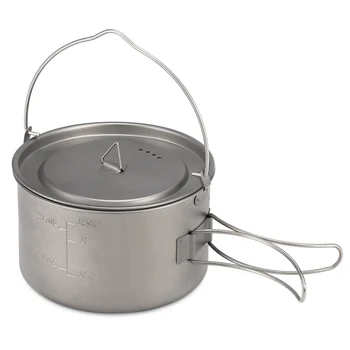 

Lixada 1.25L Titanium Pot Portable Ultralight Camping Titanium Pot with Foldable Handles for Camping Hiking Picnic Cooking
