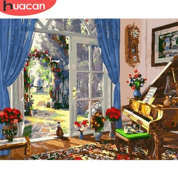 

HUACAN Picture By Numbers Living Room Landscape Handpainted Home Decoration Oil Painting Scenery Drawing Canvas Wall Art Gift