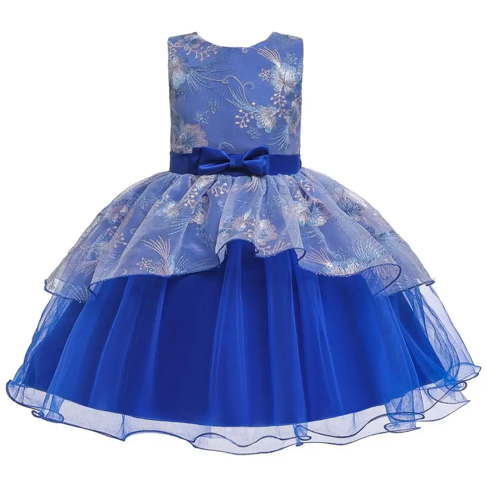 Платье с вышитыми цветами для маленьких девочек; элегантное платье принцессы для маленьких детей; бальное платье на свадьбу; костюм; вечерние платья; детская одежда; От 1 до 5 лет