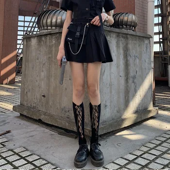 

Sexy Black Knee Socks Bandage Hollow out Socks Lace Floral Socks Women Lolita Socks Lace Ruffle Soft Fishnet Short Long Socks