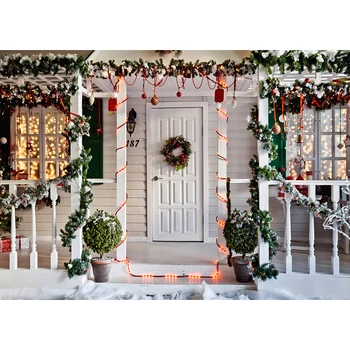 

Christmas Backdrop white wood door Photography Background Portrait Photobooth Party Banner Decorations Photo Studio Props