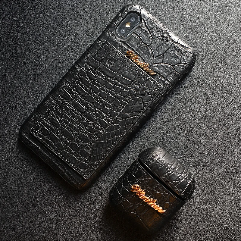 1 Set Black Крокодиловой кожи карта, карман, держатель с подставкой для iPhone 11 Pro 6s 6 7 8 Plus X XS Max XR Беспроводной чехол для наушников для Airpods - Цвет: 1 Set Black