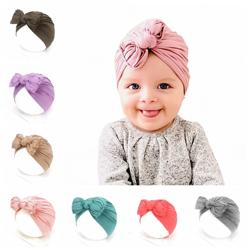Turban Hat Headwear Hair-Accessories Flower Indian Toddler Newborn Infant Baby Kids Knot