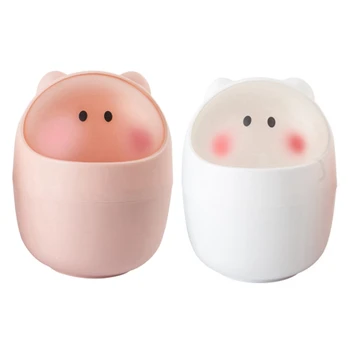 

2 Pcs Mini Waste Bin Desktop Garbage Basket Cleaning Barrel Creative Small Desk Organizer Storage Dustbins Animal Trash Can Pape