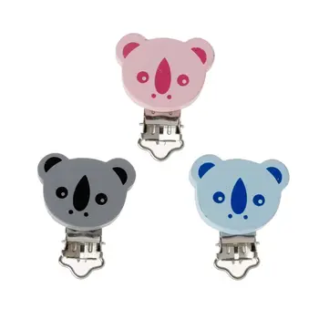 

5pcs/lot Wooden Baby Children Pacifier Holder Clip Infant Cute Animal Koala Nipple Clasps For Baby Product Baby Teether Toys