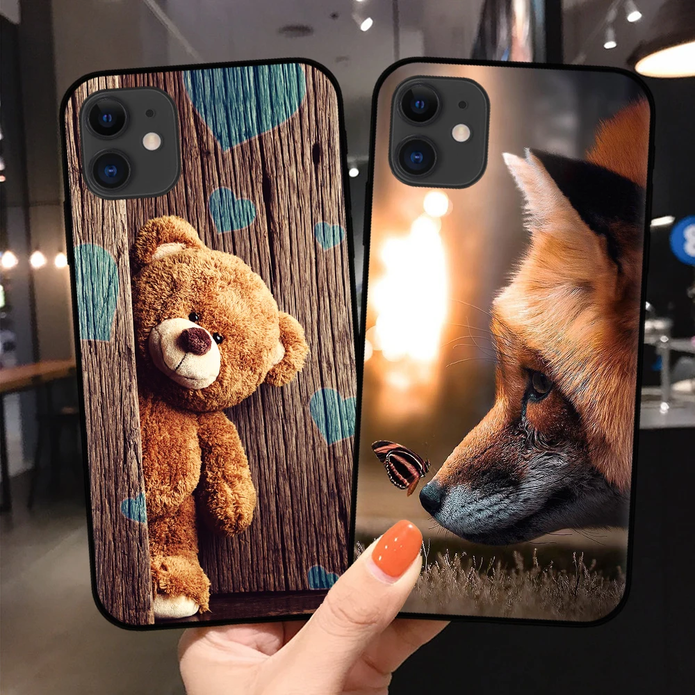 Чехол для телефона с мультяшным рисунком iPhone 11 милый кот медведь белка чехол XR X XS