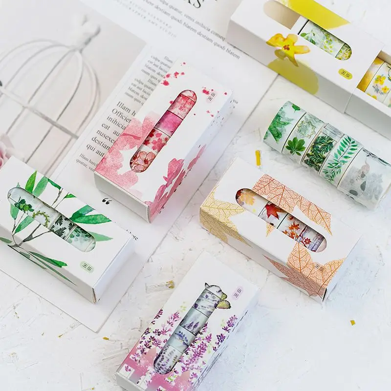 5 рулонов/упаковка набор декоративного скотча Васи Лаванда Сакура тема клейкая маскирующая лента DIY Скрапбукинг наклейка