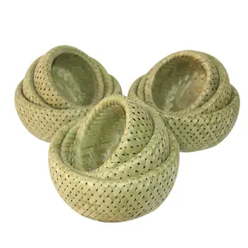 

Storage Baskets Handmade Woven For Fruit Candy Cake Display Basket Double Layer Bamboo Wicker Storage Basket Quick Delivery