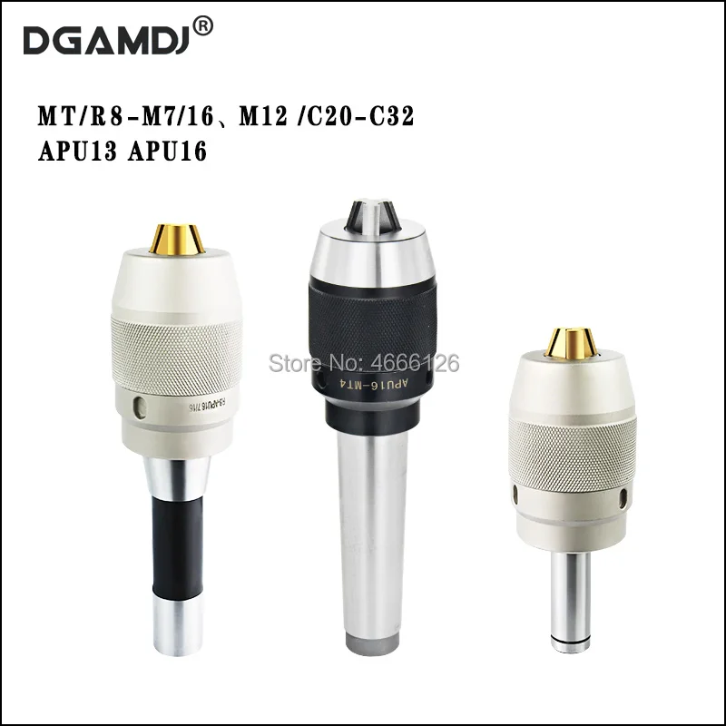 

New C20 C25 C32 MT2 MT3 MT4 R8 drill chuck adapter APU13 1-13mm APU16 1-16mm 3 jaw chuck CNC self-tightening lathe tools holder