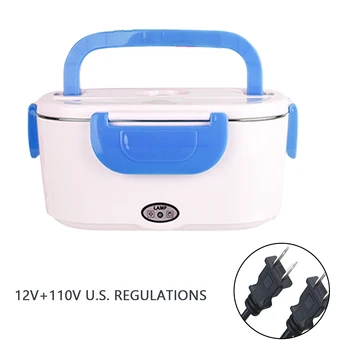 

12V110/220V Dual Use Home Car Heating Stainless Steel Lunch Box Thermos Food Warmer Container Portable Electric Heating Set