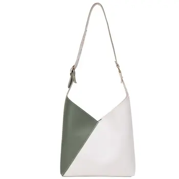 

Splicing Contrast PU Leather Bucket Bags for WoMan Crossbody Bag Lady Shoulder Messenger Tote Handbag