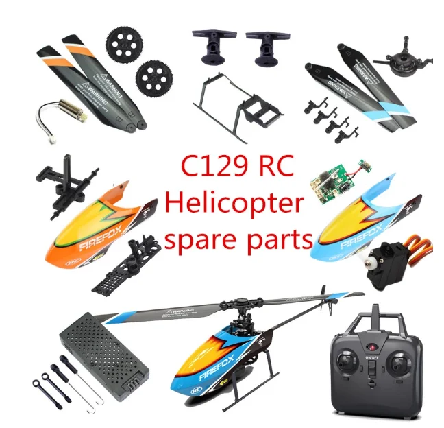 C129 4CH RC 헬리콥터 프로펠러 헤드 커버 랜딩 스키드 메인 모터 서보 리시버 보드 빅 기어 컨트롤러 테일 Moudle ...