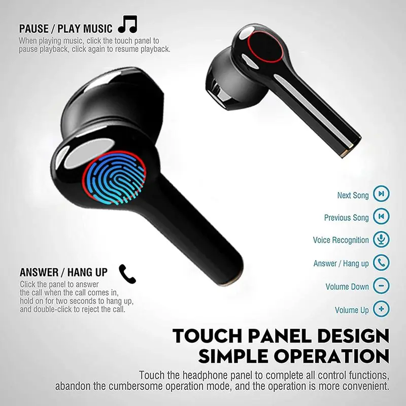 TWS Wireless Earphones Bluetooth 5.0 Earbuds with Charging Case In Ear Earphone IPX6 Waterproof for Apple Airpods IPhone Andriod
