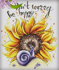 

Snail Sunflower Cross Stitch, Ecological Cotton Thread Embroidery, Home Decoration, Hanging Painting, Gift