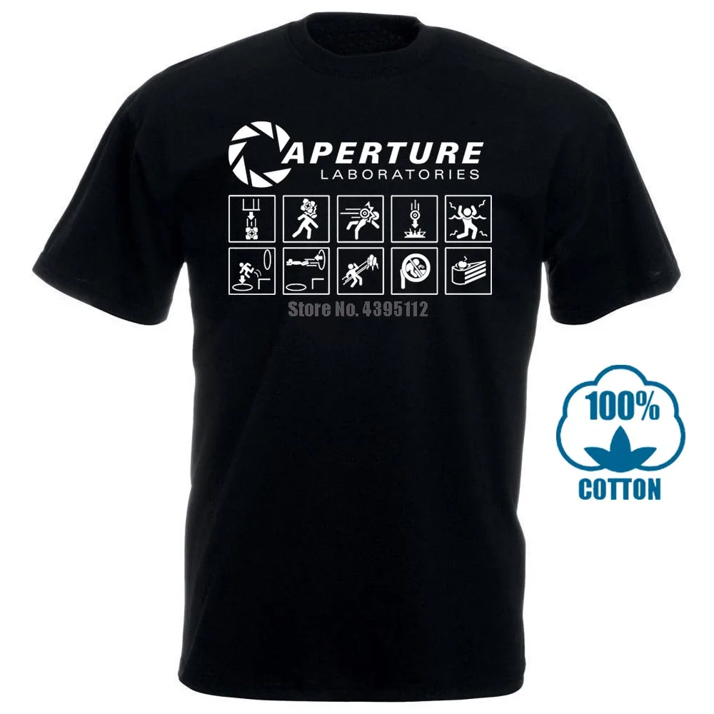 

New Portal 2 Aperture Science Laboratories Men'S Black T Shirt Size S 3Xl Summer Short Sleeves Fashiont T Shirt 100% Cotton