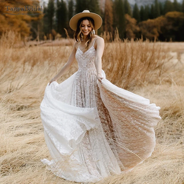 Striking Geometric Lace Wedding Dresses Playful Boho bridal gown A Line  Engagement Noivas Chic DW525 - AliExpress