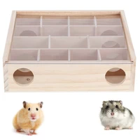 Small Animal Hut Play Toys Supplies Wooden Maze Tunnel Hamster Toy with Cover Small Animals Labyrinth Pet Training