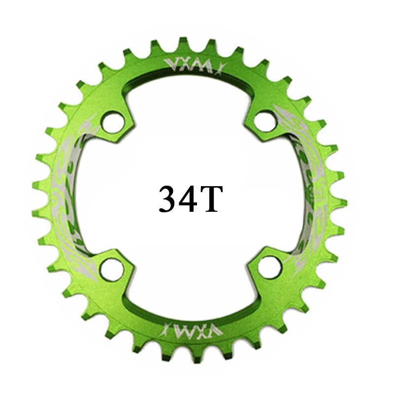 Round 34T green VXM 96BCD Round bicycle chainwheel 32T 34T 36T 38T MTB bike Chainring Tooth Plate mountain Crown for M4000 M4050 GX NX X1 Crank - Цвет: Round 34T green