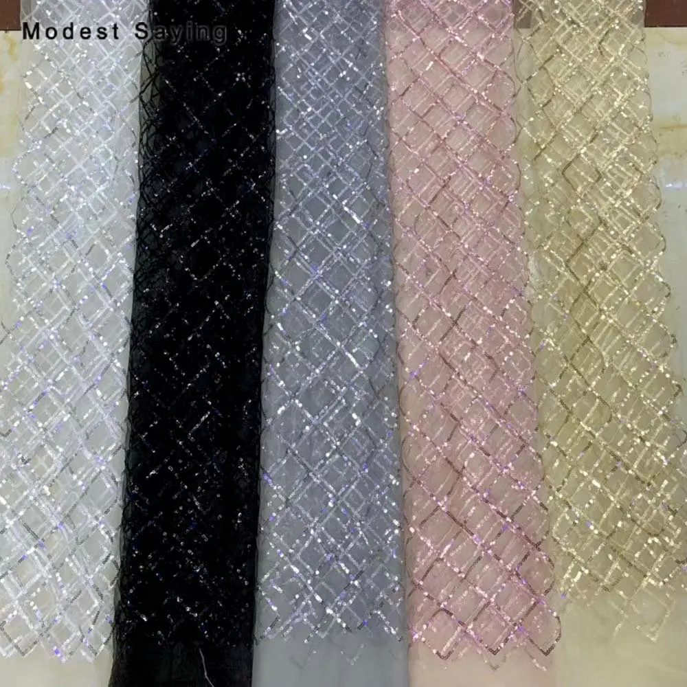 

2 Yards Yellow Square Sequins Fabric for Evening Dresses Wedding Party Sparkly Glitter Cloth for Craft Mesh Decoration Material