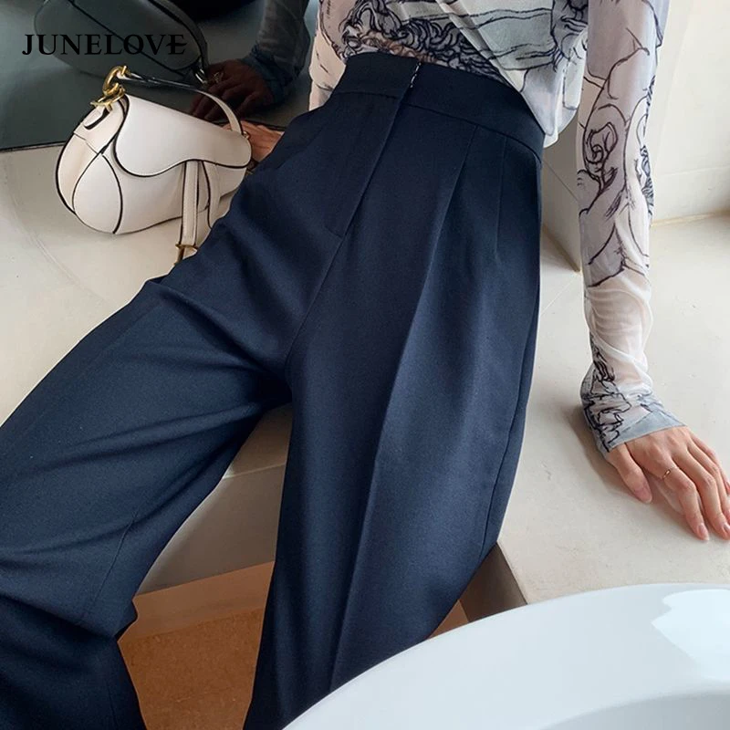 Best Price Leg-Pants Long-Trousers Bottoms Wide Vintage Women Spring Summer Street Office Lady High-Waist YDwpeK6gz0z