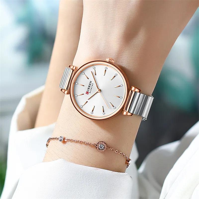 CURREN Women Watch Top Brand Luxury Gold Female Waterproof Clock Silver Stainless Steel Bracelet Simple Ladies Wristwatch 9081 3