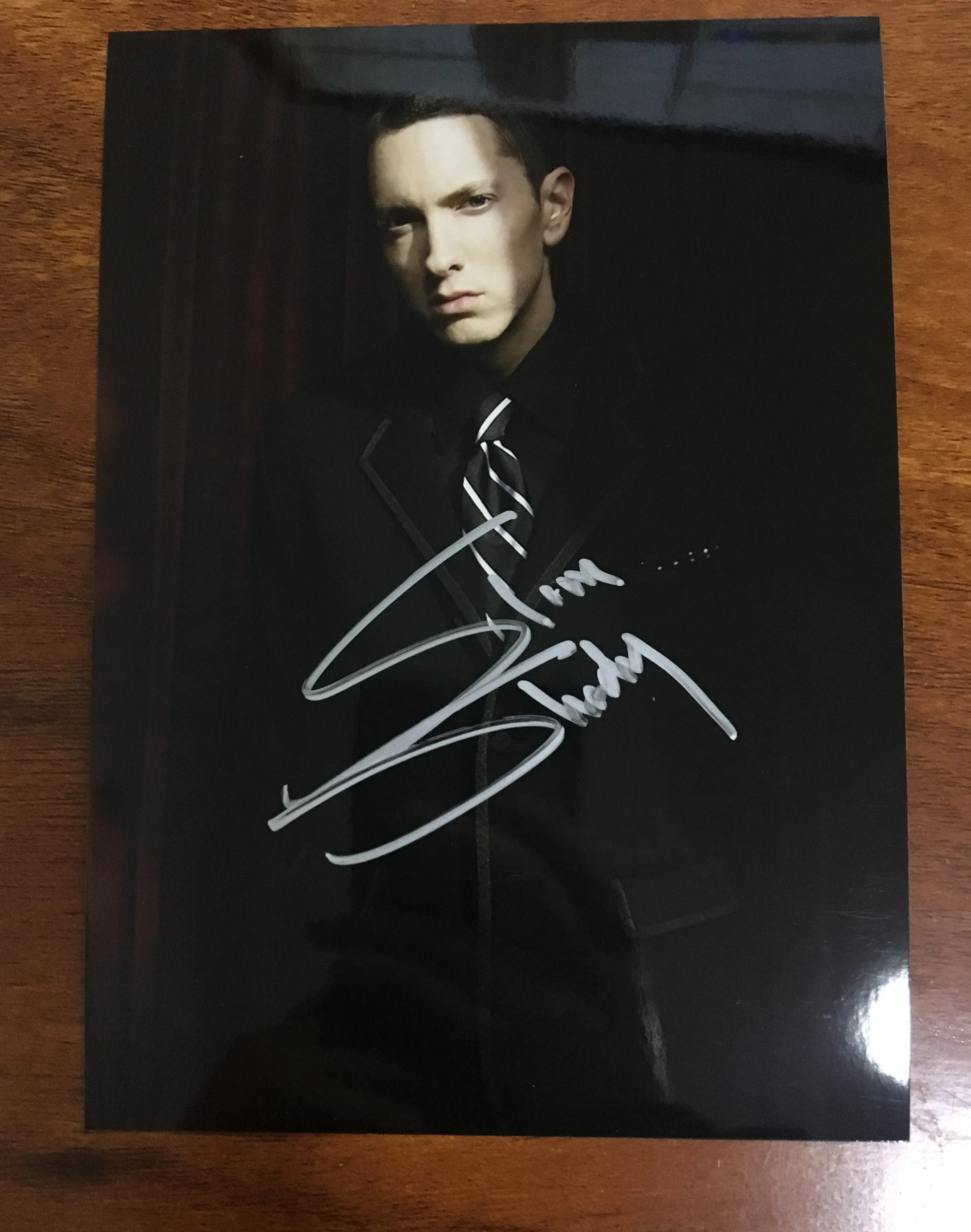 Foto autografada do Eminem em papel de 5x7 com assinatura autêntica