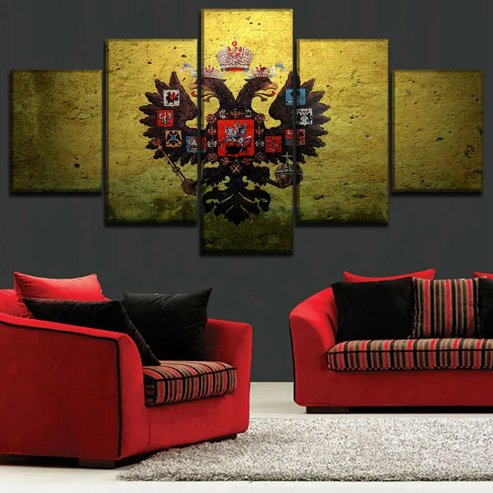 

Modern Canvas Paintings Wall Art HD Printed Modular Pictures Home Decor Framework 5 Pieces Russian Empire Artistic Flag Poster