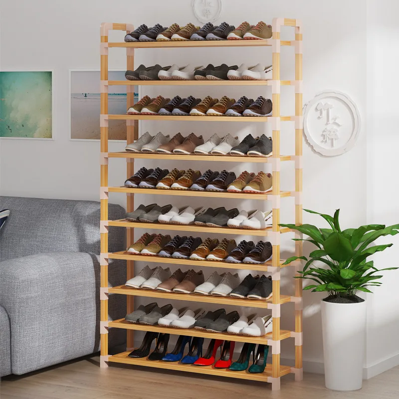 

Of Bamboo Pure Assembly Buckle Shoe Rack Simplicity Multilayer Household Dustproof Shoe Cabinet Solid Wood Head Doorway Storage