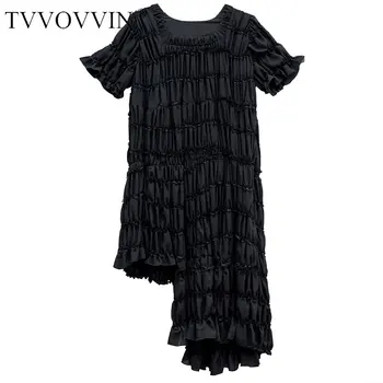 

korea Irregular Women Dress Fashion New Women Black White Plus Size Goddess Fan Casual Style Elegant Pullover Dress DZL1160
