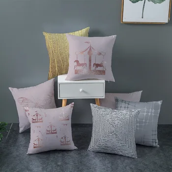 

Northern European-Style INS Geometry Abstract Golden Element High-definition Printed Polyester Peach Skin Pillow Cover Sofa Cush