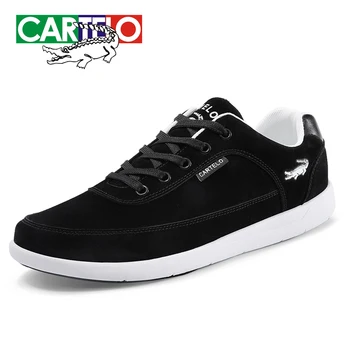 

CARTELO Men's casual shoes fashion sports shoes rubber men's flat shoes black comfortable breathable