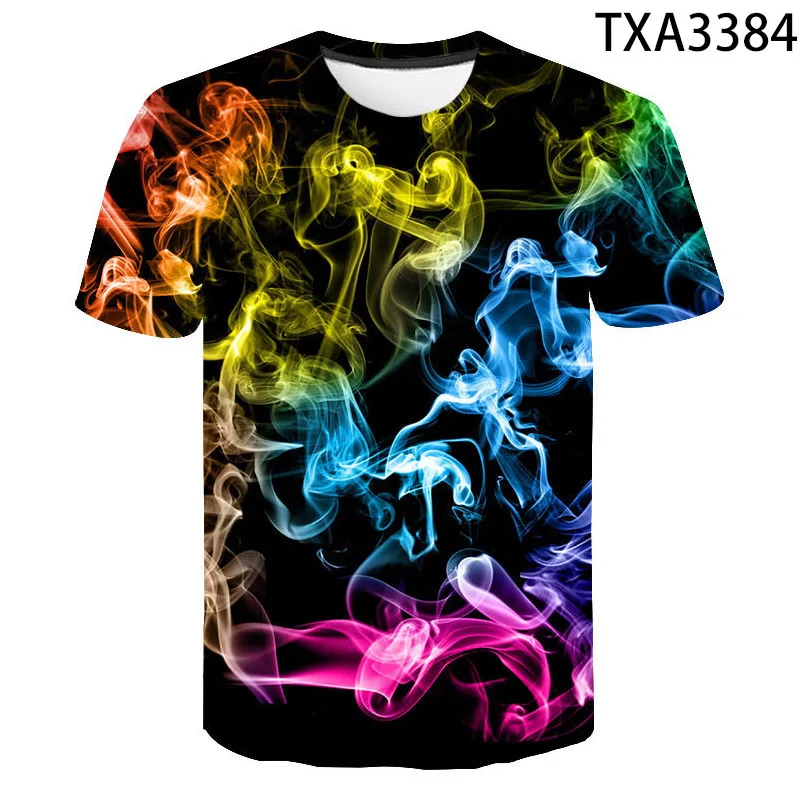 

2020 New Fashion Men Women Children 3D Colorful Smoking Printed T Shirt Color Smoke Boy Girl Kids Tops Cool Streetwear Tees