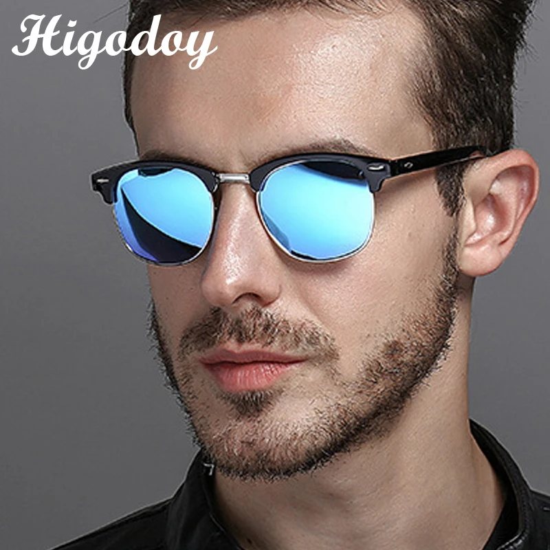 

Higodoy Retro Classic Gentle Vintage Round Oversized Sunglasses Men Polarized Square Goggle Semi-Rimless Women's Sun Glasses