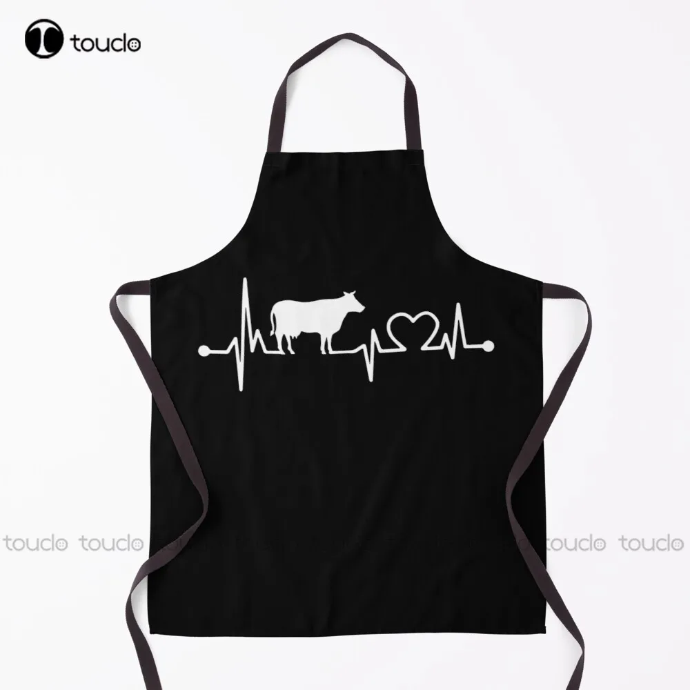 

New Cow Heartbeat White Apron Women Waist Aprons Unisex